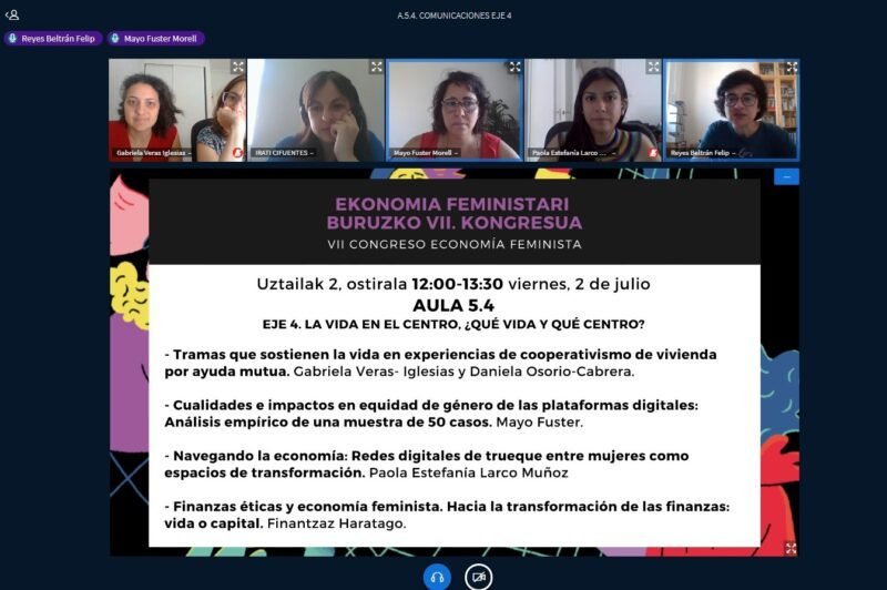 Presentación del póster Finanzas éticas y economía feminista en el